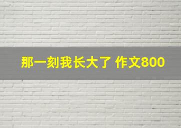 那一刻我长大了 作文800